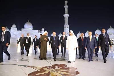 The Iraqi prime minister later visited the Sheik Zayed Grand Mosque. WAM