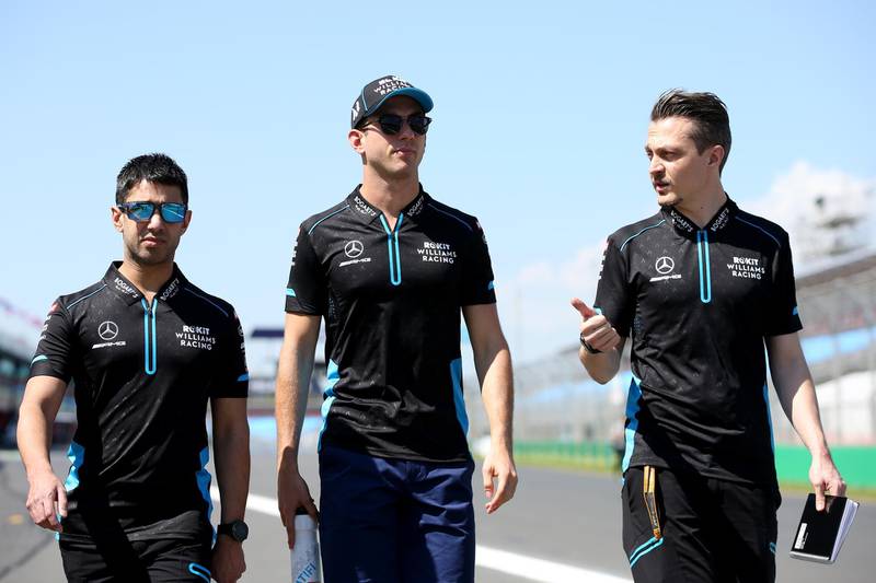 Nicholas Latifi of Canada and Williams walks the circuit with his team during previews ahead of the F1 Grand Prix of Australia at Melbourne Grand Prix Circuit in Melbourne, Australia. Getty Images