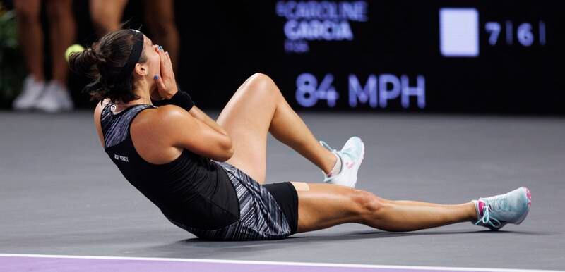 Caroline Garcia after her win over Aryna Sabalenka in Texas. EPA