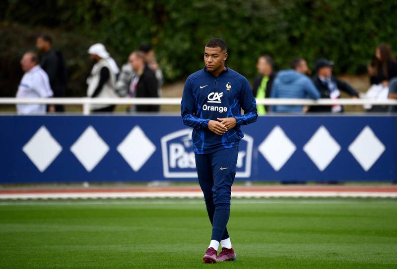 Kylian Mbappe attends a training session in Clairefontaine-en-Yveline. AFP