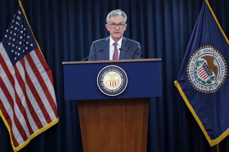 Federal Reserve Board Chairman Jerome Powell holds a news conference on October 30, 2019 in Washington,DC. The US Federal Reserve cut its benchmark interest rate for the third straight time on Wednesday, but the central bank remains divided, with two of the 10 voting members dissenting. And the Fed's policy-setting Federal Open Market Committee made a key change in the wording of the statement, which makes it less certain it will make another move in December.
 / AFP / Eric BARADAT 
