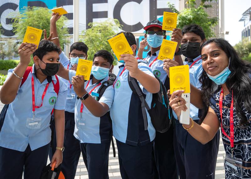 Pupils from Sabari Indian School attend Expo 2020 Dubai. Victor Besa/The National.