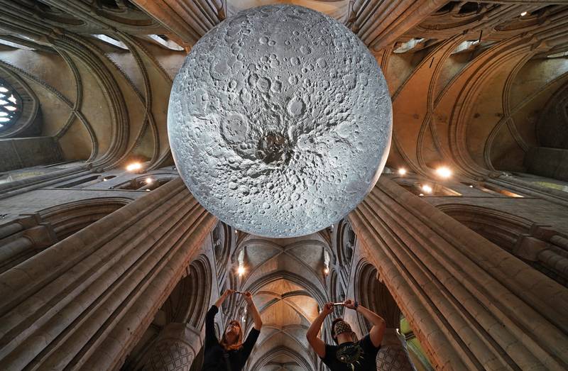 Luke Jerram's 'Museum of the Moon' at Durham Cathedral. PA