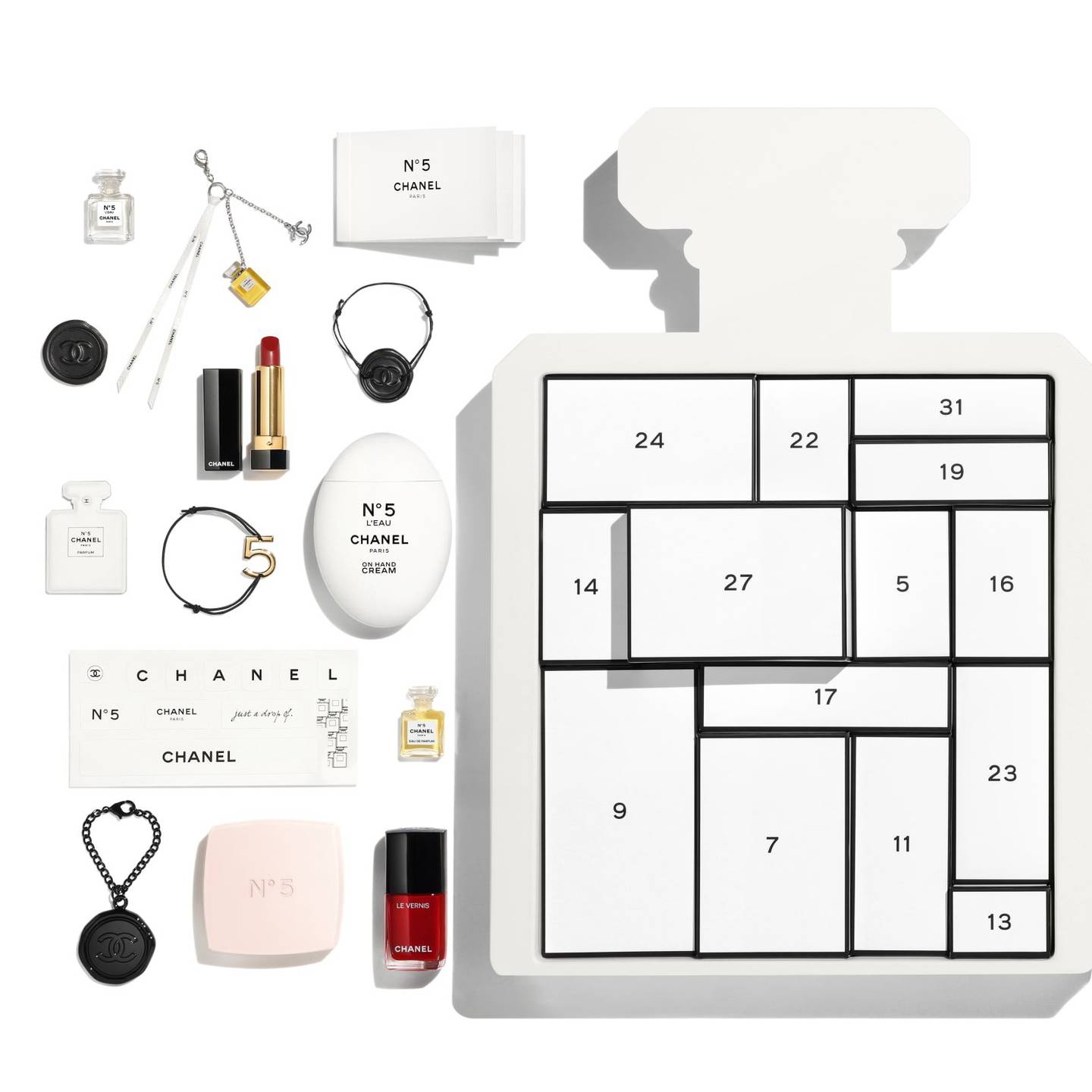 Some of the contents of the Chanel advent calendar. Photo Chanel