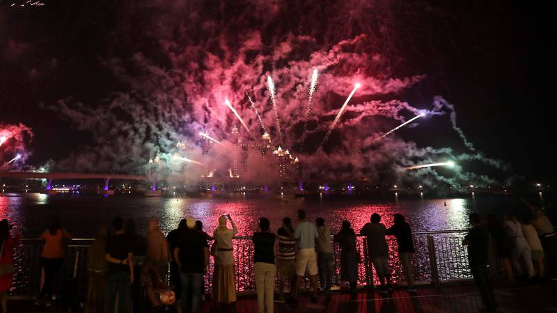 Fireworks at Atlantis, The Palm to mark Expo 2020 Dubai. Reuters