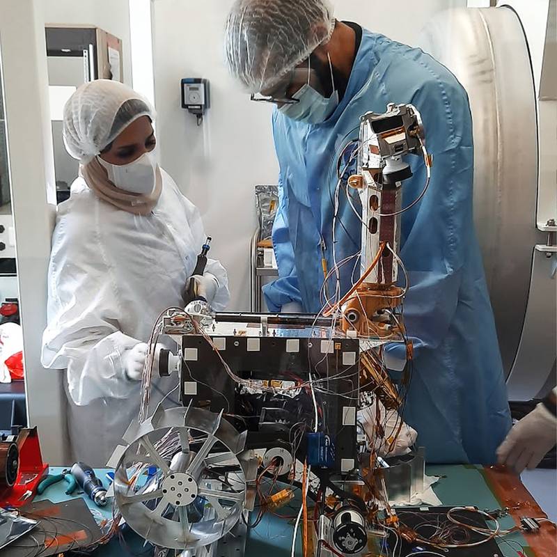 Emirati engineers building the Rashid rover. Photo: Mohammed bin Rashid Space Centre