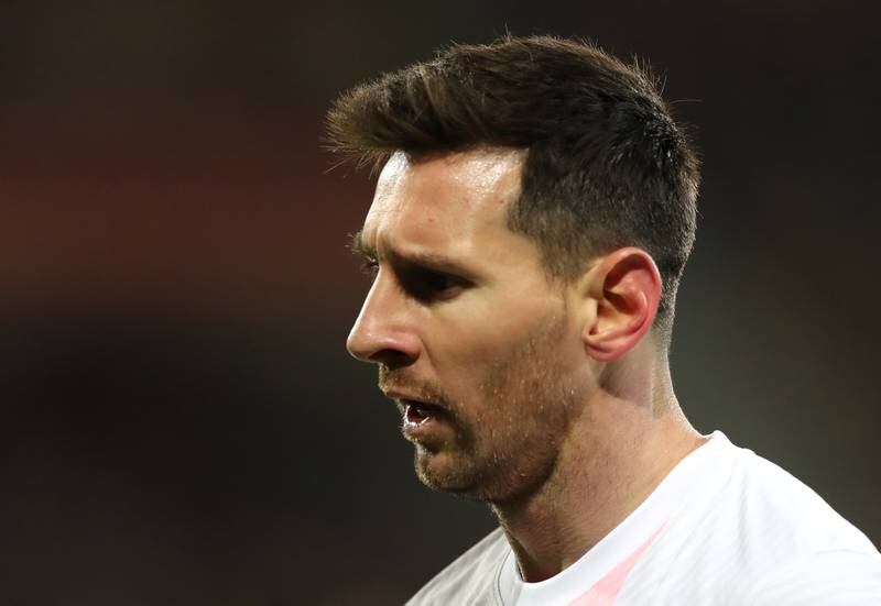 Lionel Messi in action against Lens. AFP