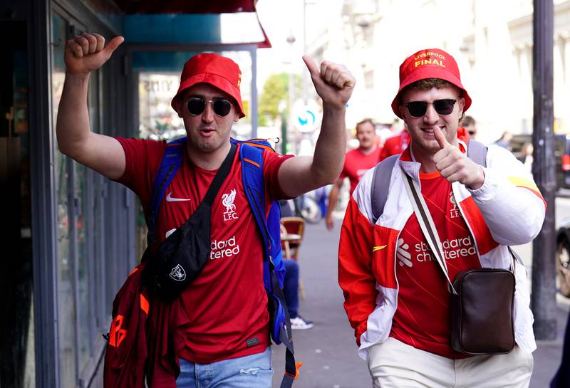 Liverpool fans in Paris ahead of the Champions League final at the Stade de France. PA