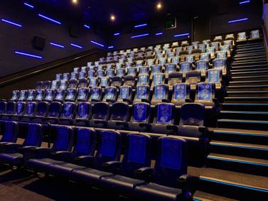 Taken at a Vox Cinemas multiplex in Dubai in late May: In a theatre that normally seats about 110 people, visitors have only 32 seats from which to choose