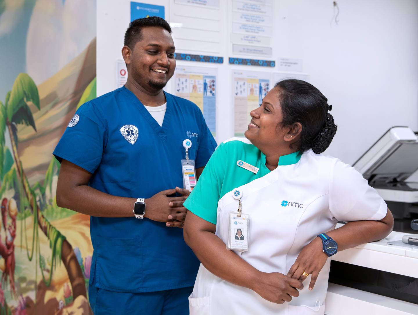 Nurse Silpa Suresh and husband ER nurse, Jephy Antony at NMC Royal Hospital DIP in Dubai. Victor Besa / The National