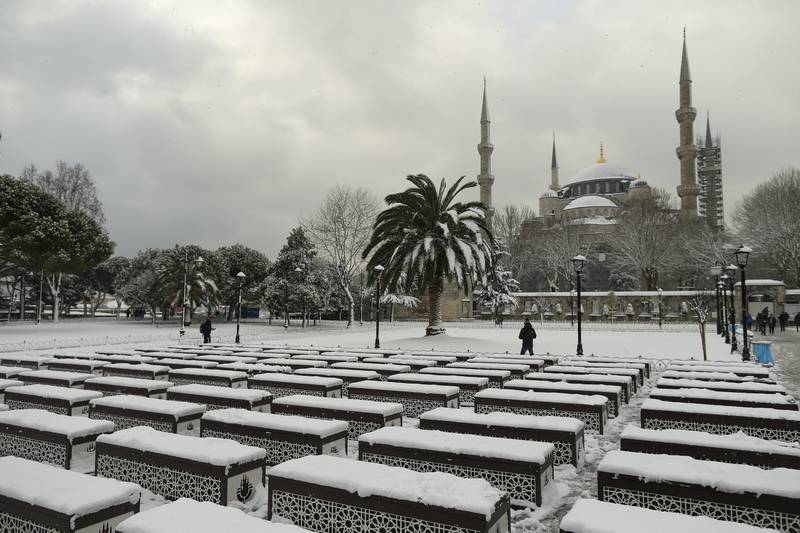 Clouds gathered over Sultan Ahmed Mosque. AP