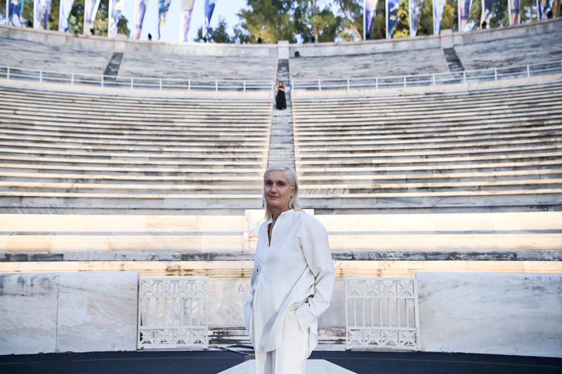 Christian Dior's creative director Maria Grazia Chiuri poses ahead of the Cruise show. AFP