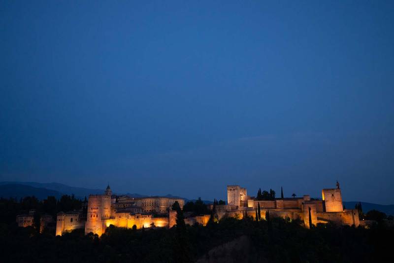 The Alhambra by night as seen from the Albaycín. Photo by Kira Walker