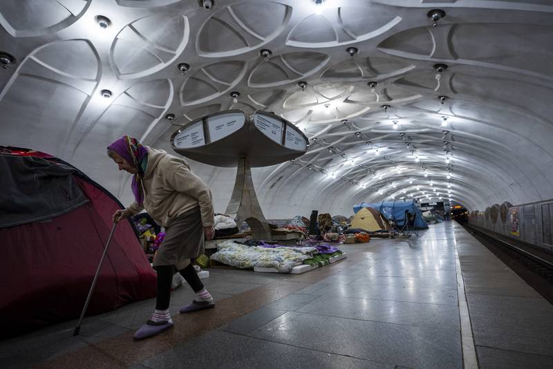 A metro station used as a bomb shelter in Kharkiv, Ukraine. AFP