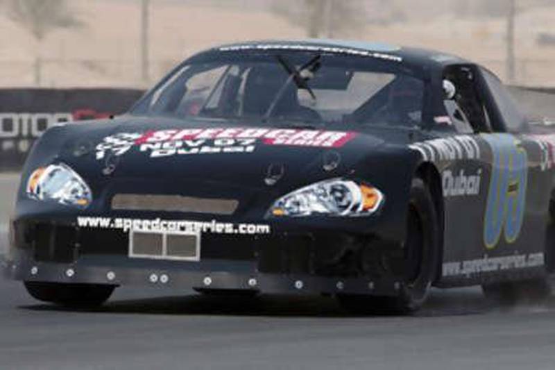Narain Karthhikeyan drives a speedcar at Dubai Autodrome last season.