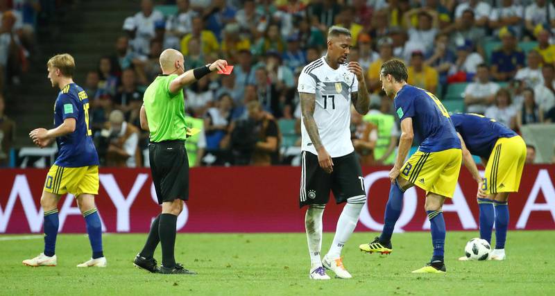 Centre back – Jerome Boateng (Germany)
Aged a mere 29, and a World Cup-winner just four years ago, the Bayern Munich centre back is facing calls to retire after his woe in Russia. Sent off in the outgoing champions’ only win, against Sweden – and his team appeared to cope better when they were down to 10 men anyway. Michael Dalder / Reuters
