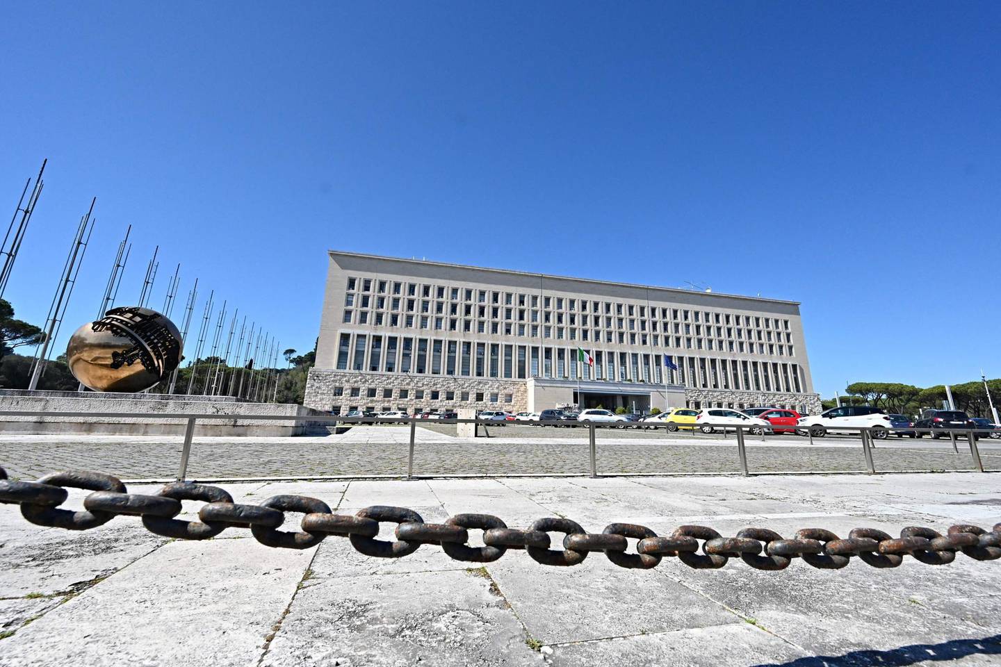 A picture taken on March 31, 2021 shows a view of Italy's "La Farnesina" Foreign Ministry building in Rome. Italy expelled two Russian officials after an Italian navy captain was allegedly caught red-handed selling secret documents to a Russian military officer. / AFP / Andreas SOLARO

