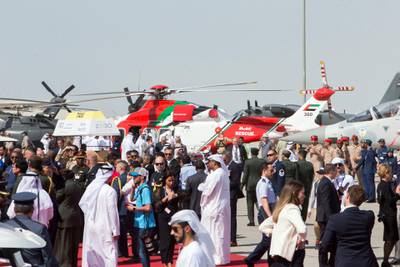 Dubai, United Arab Emirates- Visitors at the Dubai Airshow 2019 at Maktoum Airport.  Leslie Pableo for the National