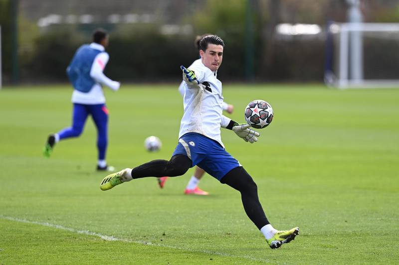COBHAM, ENGLAND - APRIL 06:  Kepa Arrizabalaga of Chelsea during a training session at Chelsea Training Ground on April 6, 2021 in Cobham, England. (Photo by Darren Walsh/Chelsea FC via Getty Images)
