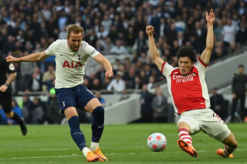 Takehiro Tomiyasu - 6: Brilliant defending to block Kane chance that would have made it 2-0 in first half. One of Arsenal’s better defender’s on night. AFP