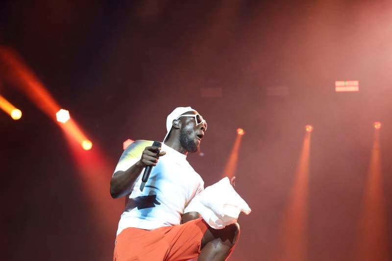 British rapper Stormzy was happy to be back on stage at the 2021 Abu Dhabi F1. Khushnum Bhandari / The National