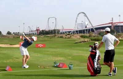 Rory McIlroy on the driving range during a practice round ahead of the Abu Dhabi HSBC Championship. Getty