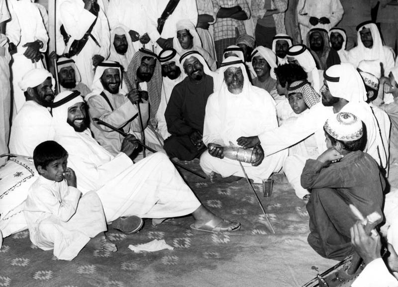 UAE Founding Father Sheikh Zayed attends a meeting with the citizens during one of his tours in Ghayathi on May 15, 1976. Courtesy Aletihad