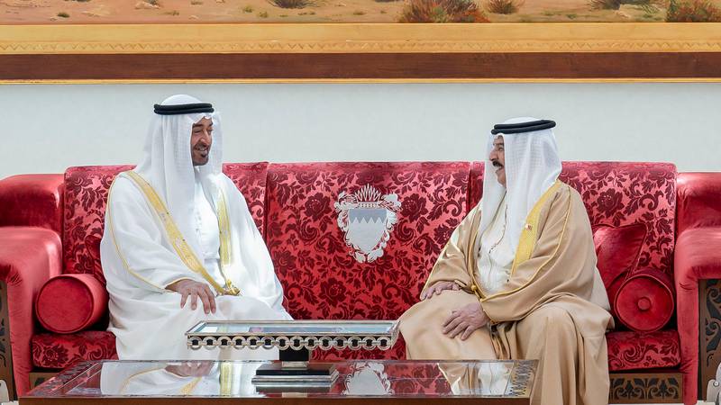 An image that illustrates this article Sheikh Mohamed bin Zayed receives King Hamad of Bahrain