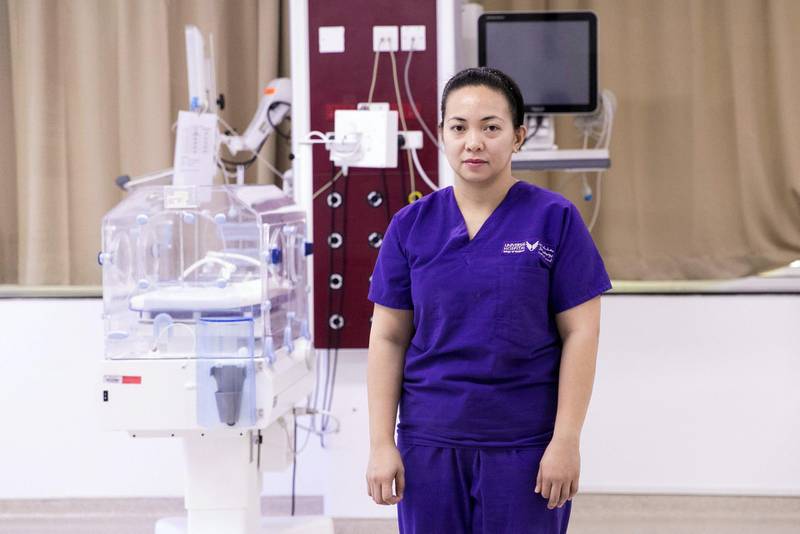 ABU DHABI, UNITED ARAB EMIRATES - DEC 4, 2017Myann Abis, a Filipina Neonatal ICU in-charge nurse at Universal hospital.She is keen to adopt Sebastian, a baby boy whose mother fled the building and boarded a flight out of the country, after giving birth to him out of wedlock in the hospital.Sebastian was born on August 2016 and is currently in an orphanage in Manila.(Photo by Reem Mohammed/The National)Reporter: Shireena Al NuwaisSection: NA