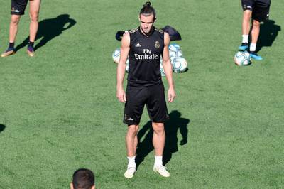 Bale takes part in the training session. AFP