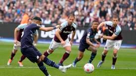Manchester City one win from Premier League title after dramatic draw at West Ham