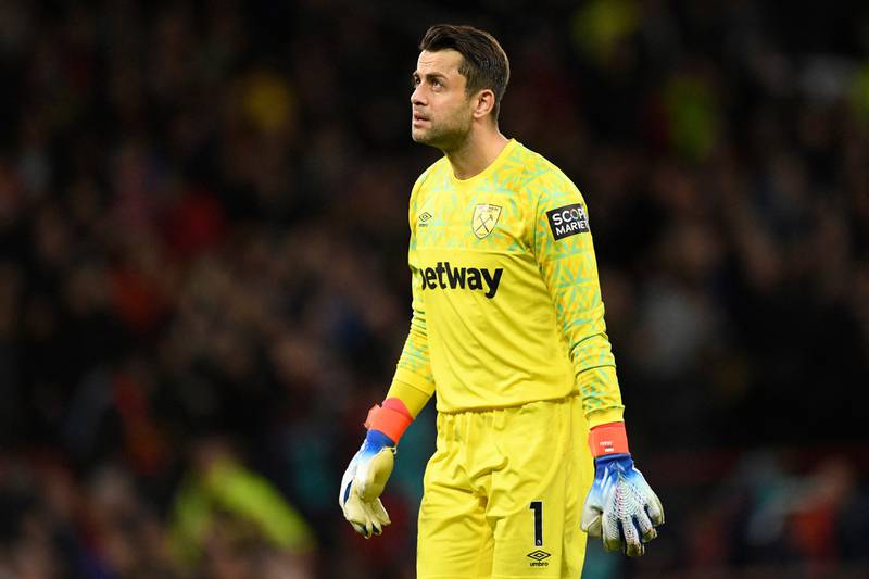 WEST HAM PLAYER RATINGS: Lukasz Fabianski – 6. A steady display from the West Ham keeper who was alert to clear up the loose ball with Eriksen in pursuit. Well beaten by Rashford’s bullet header. Replaced at the break after a heavy landing on his standing leg. AFP