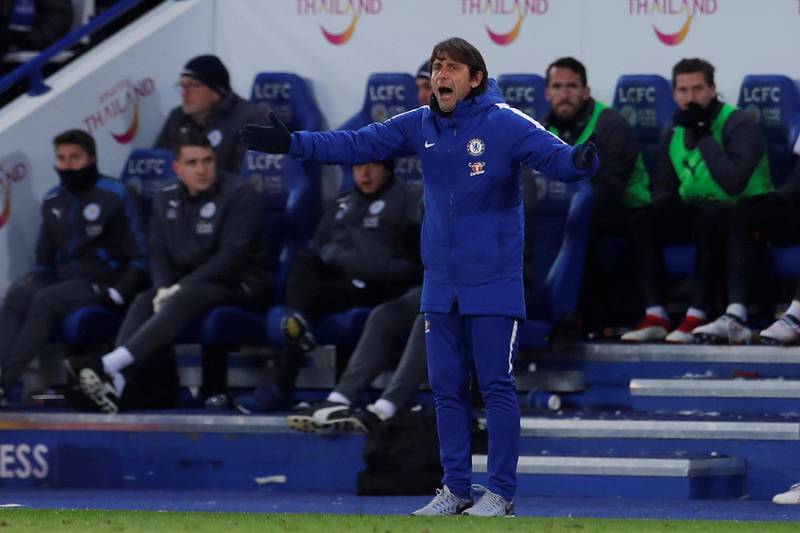 Soccer Football - FA Cup Quarter Final - Leicester City vs Chelsea - King Power Stadium, Leicester, Britain - March 18, 2018    Chelsea manager Antonio Conte reacts        Action Images via Reuters/Andrew Couldridge