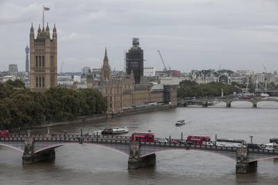 The Houses of Parliament stand on the bank of the River Thames in London, U.K., on Friday, Sept. 6, 2019. Opposition parties will deny Prime Minister Boris Johnson an early general election in a vote in Parliament on Monday, as they seek to ensure the U.K. can’t tumble out of the European Union without a deal on Oct. 31. Photographer: Jason Alden/Bloomberg