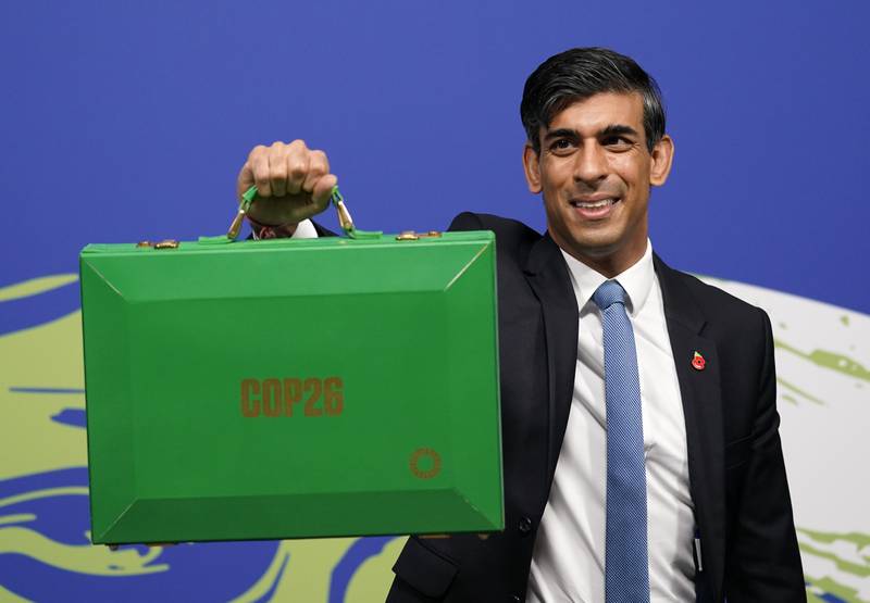 Rishi Sunak attended the Cop26 summit in Glasgow when he was chancellor of the exchequer. AP