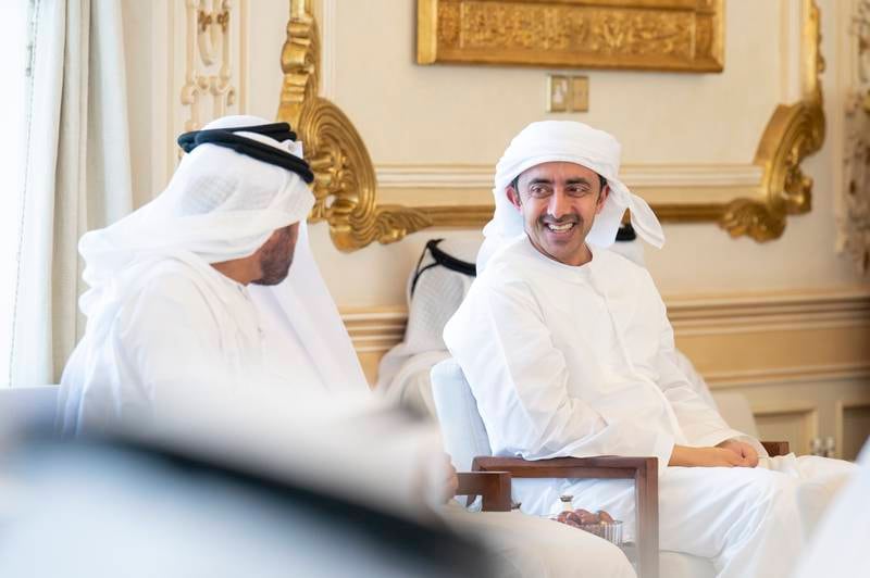 Sheikh Abdullah bin Zayed, Minister of Foreign Affairs and International Co-operation, attends the event. Photo: Presidential Court

