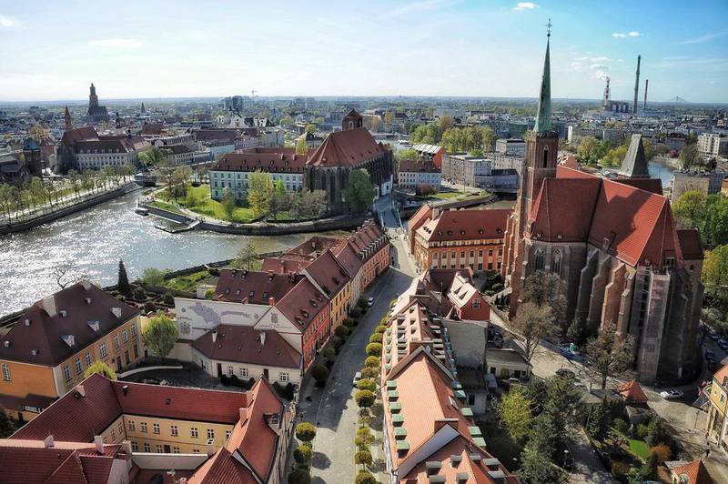 An aerial view of Wroclaw, which was formerly known as the German city of Breslau. It was substantially rebuilt after the war. Adam Batterbee