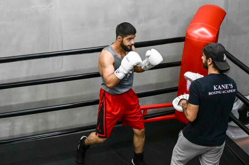 Emirati boxer Majid Al Naqbi trains at Kane's Boxing Academy in Abu Dhabi.