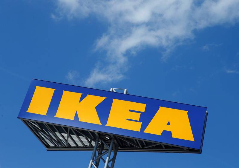 FILE PHOTO - The logo of IKEA is seen above a store in Voesendorf, Austria, April 24, 2017. REUTERS/Heinz-Peter Bader/File Picture