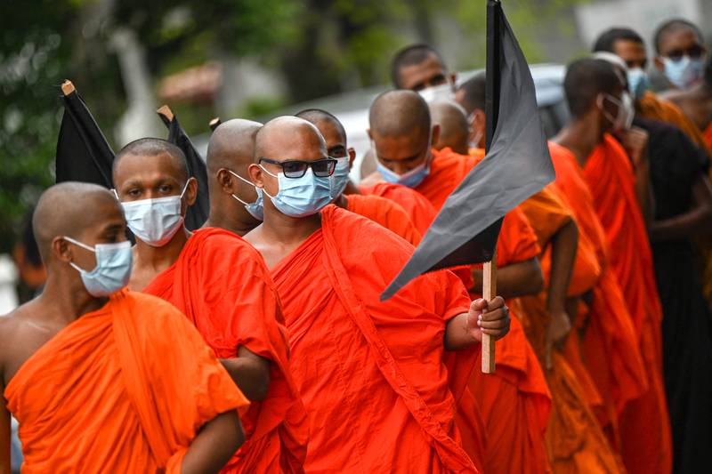Buddhist monks' joined the protest. AFP
