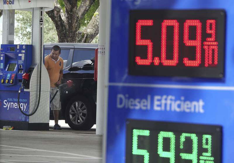 For the first time ever, the price for a gallon of regular petrol hit more than $5 early in 2022. AP