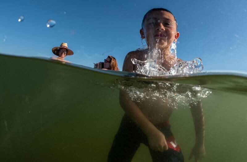 A cooling dip in Folsom Lake, near Sacramento, California. Reuters