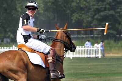 Prince Harry competes during the 3rd annual Veuve Clicquot Polo Classic on Governors Island in New York City.