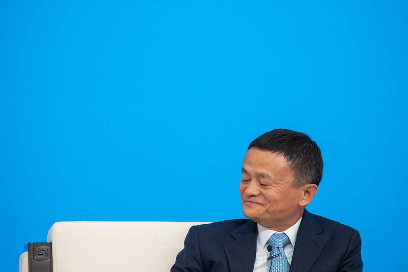 Alibaba Group co-founder and Executive Chairman Jack Ma attends a forum at the first China International Import Expo (CIIE) in Shanghai, China November 5, 2018. Picture taken November 5, 2018. REUTERS/Stringer  ATTENTION EDITORS - THIS IMAGE WAS PROVIDED BY A THIRD PARTY. CHINA OUT.