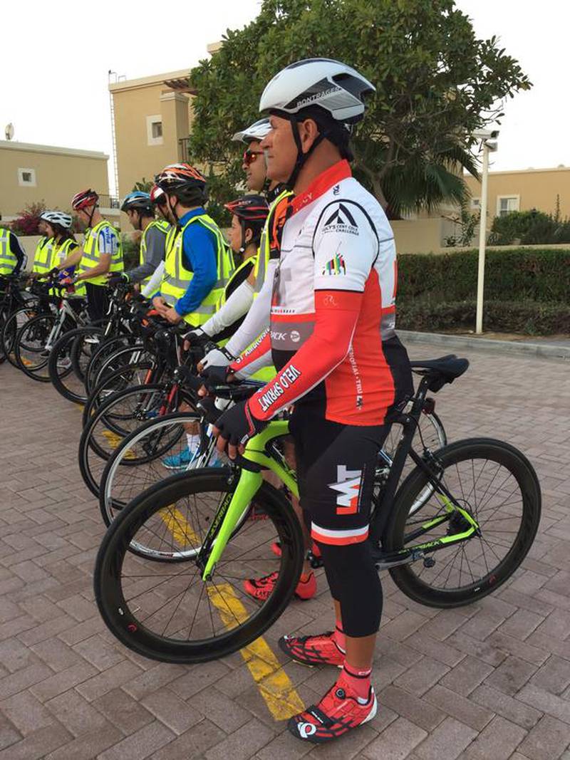 RAK Bank employees take part in The Nationals Cycle to Work day at Silicon Oasis in Dubai. Pawan Singh / The National