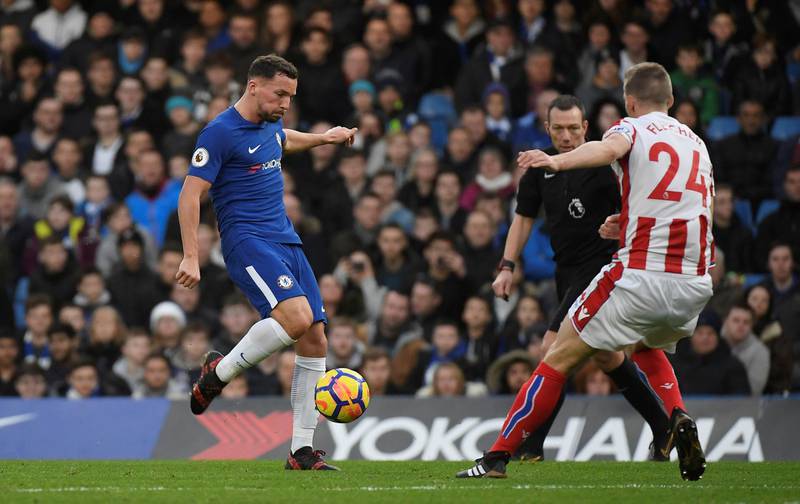 Soccer Football - Premier League - Chelsea vs Stoke City - Stamford Bridge, London, Britain - December 30, 2017   Chelsea’s Danny Drinkwater scores their second goal         REUTERS/Toby Melville    EDITORIAL USE ONLY. No use with unauthorized audio, video, data, fixture lists, club/league logos or "live" services. Online in-match use limited to 75 images, no video emulation. No use in betting, games or single club/league/player publications.  Please contact your account representative for further details.