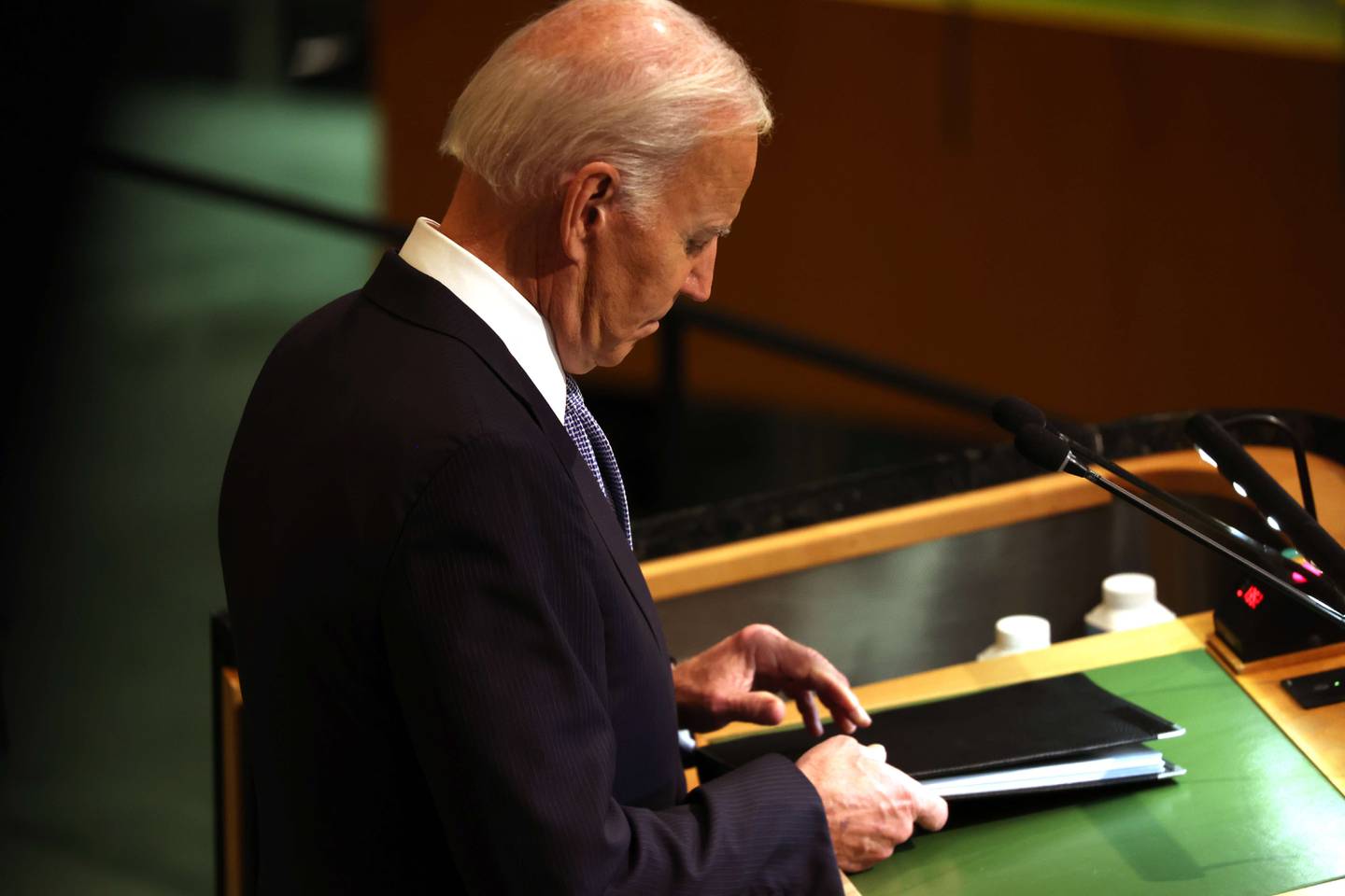 US President Joe Biden speaks at the UN General Assembly in New York on Wednesday. AFP