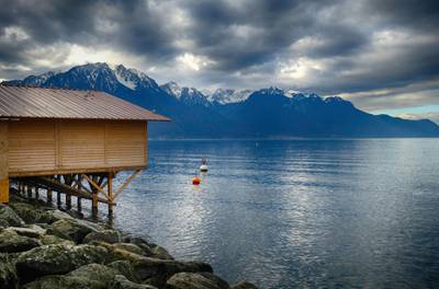 Swiss Alps on Lake Geneva in Switzerland. Getty Images