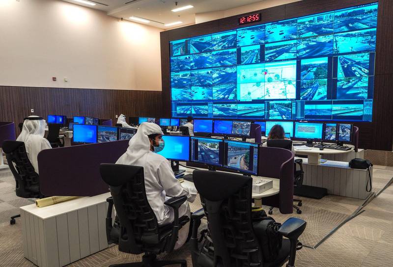 Al Ain, United Arab Emirates, November 1, 2020.   The control room at the intelligent traffic mangement system, Al Ain.Victor Besa/The NationalSection:  NA