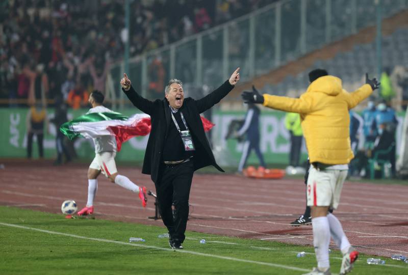 Iran's coach Dragan Skocic celebrates after qualifying for the 2022 Qatar World Cup. AFP
